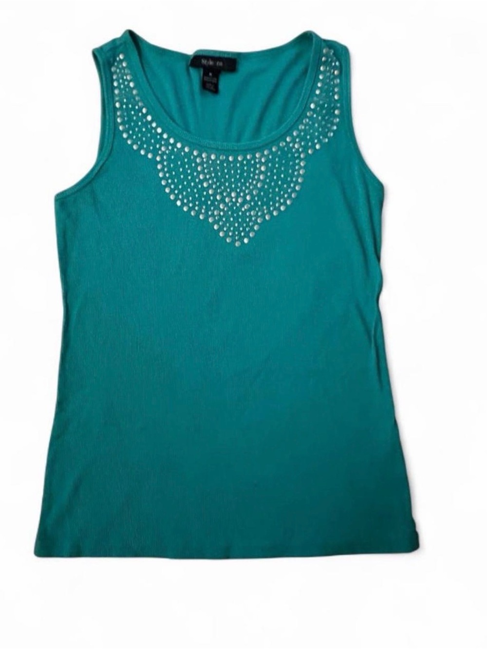 Style & Co. Teal Jewel-Embellished Tank Top